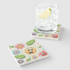 Nahtloses Hintergrunddesign mit bunten Blume Steinuntersetzer