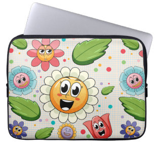 Nahtloses Hintergrunddesign mit farbenfrohen Blume Laptopschutzhülle