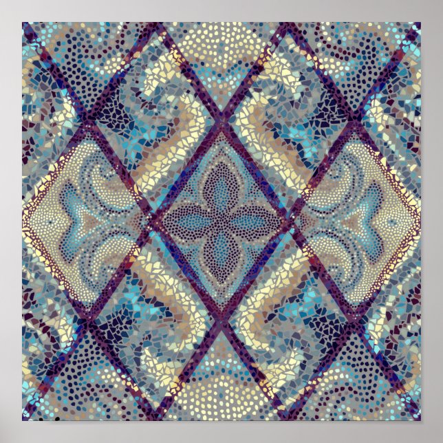 Nahtloses Hintergrundmuster. Mosaikkunstmuster Poster (Vorne)