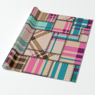 Nahtloses Hintergrundmuster. Patchwork-Muster mit Geschenkpapier