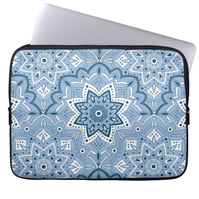 Nahtloses islamisches Blau Laptopschutzhülle (Vorderseite)