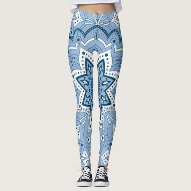 Nahtloses islamisches Blau Leggings (Vorderseite)