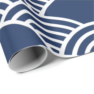Nahtloses japanisches Wellenmuster mit Marineblau  Geschenkpapier
