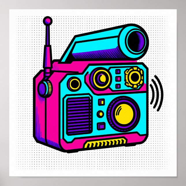Nahtloses Kachel-Pop-Art-Block-Gewebe und -Verpack Poster (Vorne)