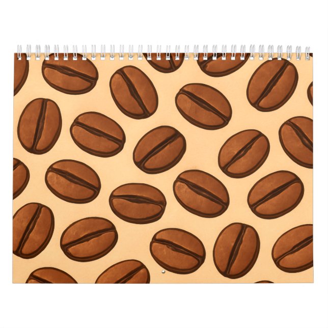 Nahtloses Kaffeebohnen-Muster | Warmes braunes Caf Kalender (Titelbild)