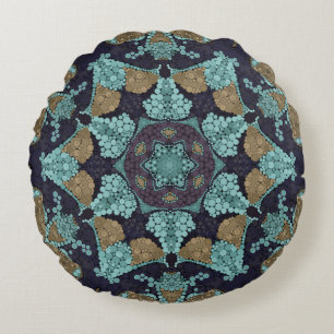 Nahtloses Kaleidoskop-Mosaik-Ornament afrikanisch Rundes Kissen