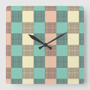 Nahtloses Karomuster   Quadratische Wanduhr