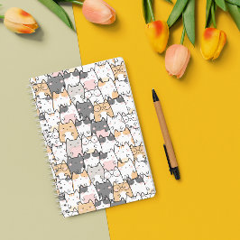 Nahtloses Kawaii Niedlich Cats Muster Notizbuch