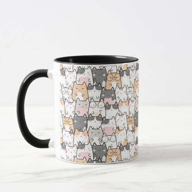Nahtloses Kawaii Niedlich Cats Muster Tasse (Links)
