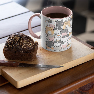 Nahtloses Kawaii Niedlich Cats Muster Tasse
