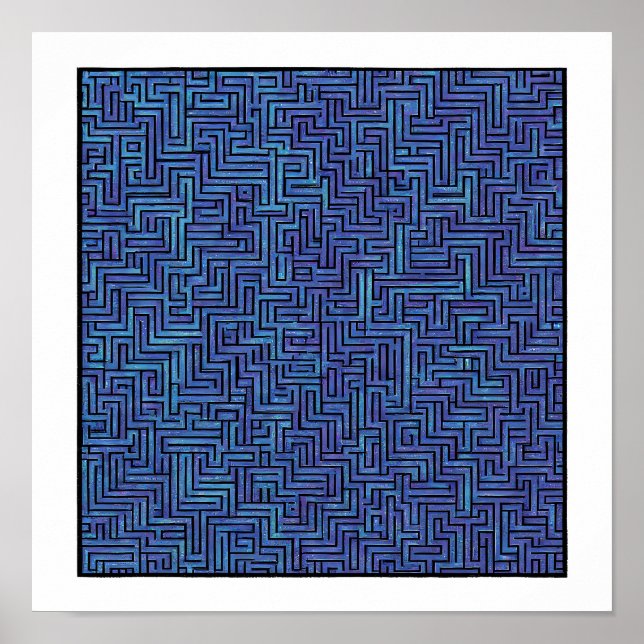 Nahtloses kosmisches Muster: Labyrinthgitter-Laser Poster (Vorne)