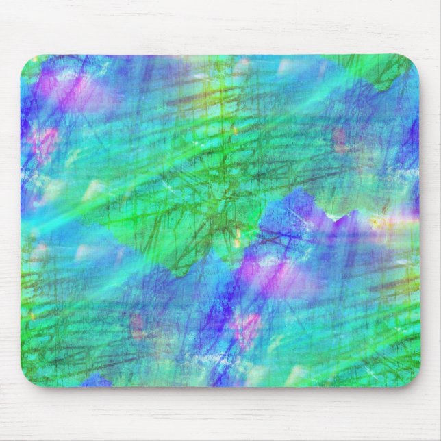 nahtloses Kunsthintergrund-Aquarellblau, grün Mousepad (Vorne)