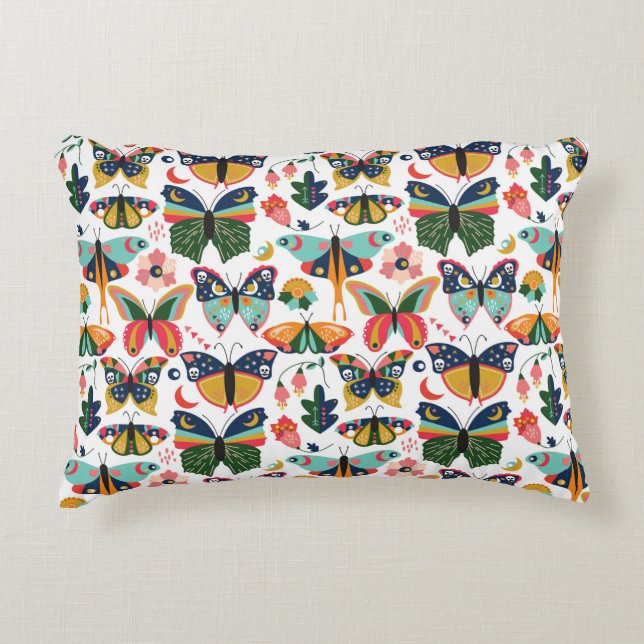 Nahtloses, leichtes Wallpaper-Muster mit Boho Sty Dekokissen (Vorderseite)