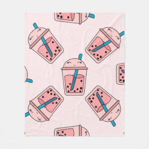 Nahtloses leuchtendes Muster Bubble Tea Frucht Som Fleecedecke