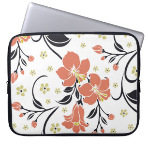 Nahtloses Luxusmuster mit Blumen, Spitzen, Laptopschutzhülle