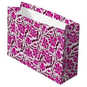 Nahtloses Magenta-Mid-Century-Modern-Blumenmuster Große Geschenktüte
