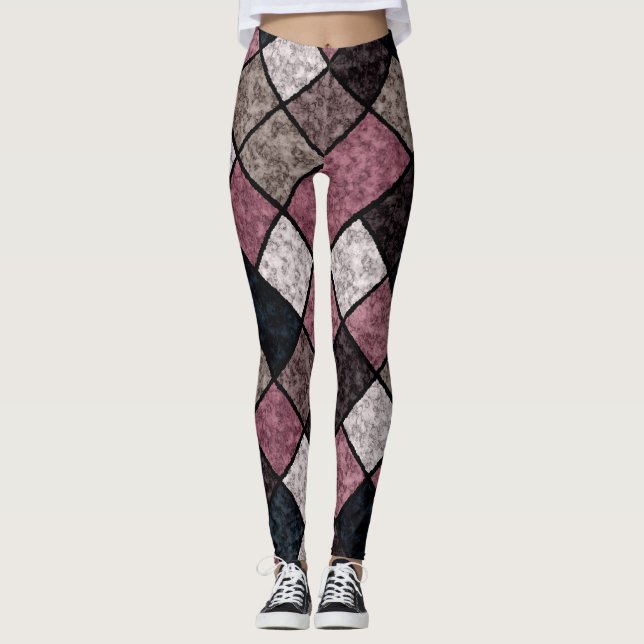Nahtloses Marmorgranitsteinmuster Retro v Leggings (Vorderseite)