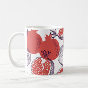 Nahtloses Modemuster von Granatapfelfrüchten, Hal Kaffeetasse