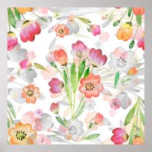 nahtloses Muster abstrakte Blumenzusammensetzung T Poster