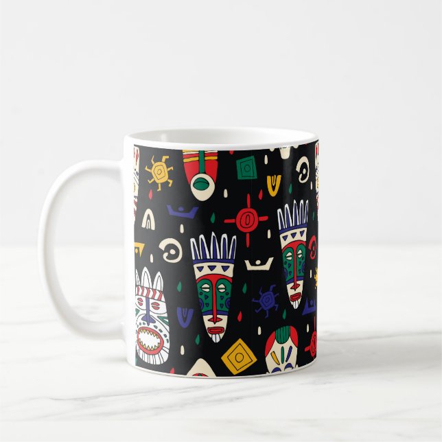 Nahtloses Muster afrikanischer Stammeken Kaffeetasse (Links)