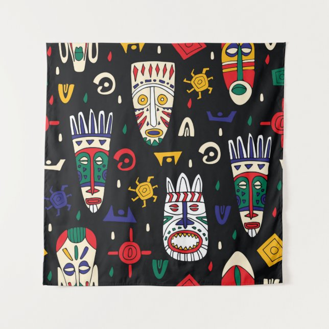 Nahtloses Muster afrikanischer Stammeken Wandteppich (Vorderseite)