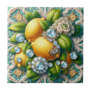 Nahtloses Muster Art Deco Zitronen und Diamanten Fliese