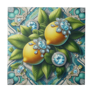 Nahtloses Muster Art Deco Zitronen und Diamanten Fliese