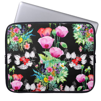 Nahtloses Muster auf schwarzem Hintergrund. Farbig Laptopschutzhülle