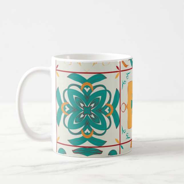 Nahtloses Muster aus 9 arabischen tilesabstract,a Kaffeetasse (Links)