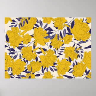 nahtloses Muster aus Blumen und Blättern Poster