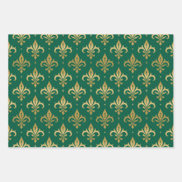 Nahtloses Muster aus Goldfleur Geschenkpapier Set