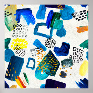 Nahtloses Muster aus handgezeichneten Pinselstrich Poster