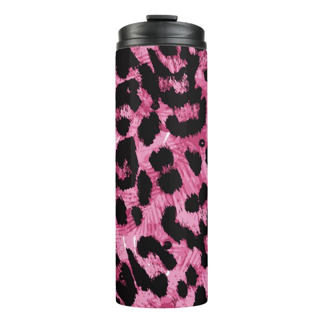 Nahtloses Muster aus Leopard Thermosbecher (Vorderseite)