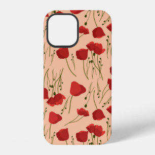 Nahtloses Muster aus Mohn auf beigem Hintergrundab iPhone 12 Hülle