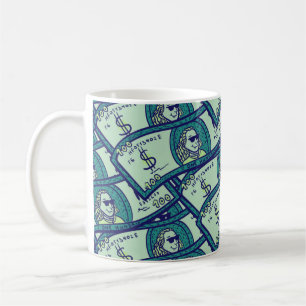 nahtloses Muster bei Dollarnoten Kaffeetasse
