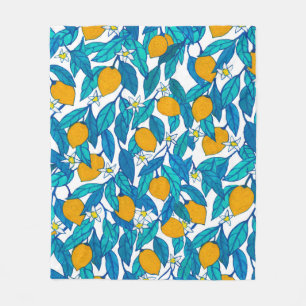 Nahtloses Muster. Blühende Zitrone. Blume Neroli. Fleecedecke