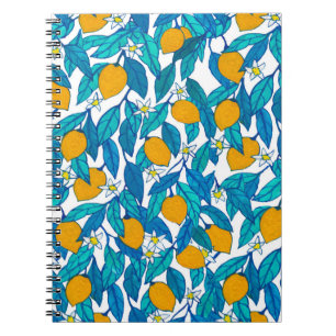 Nahtloses Muster. Blühende Zitrone. Blume Neroli. Notizblock