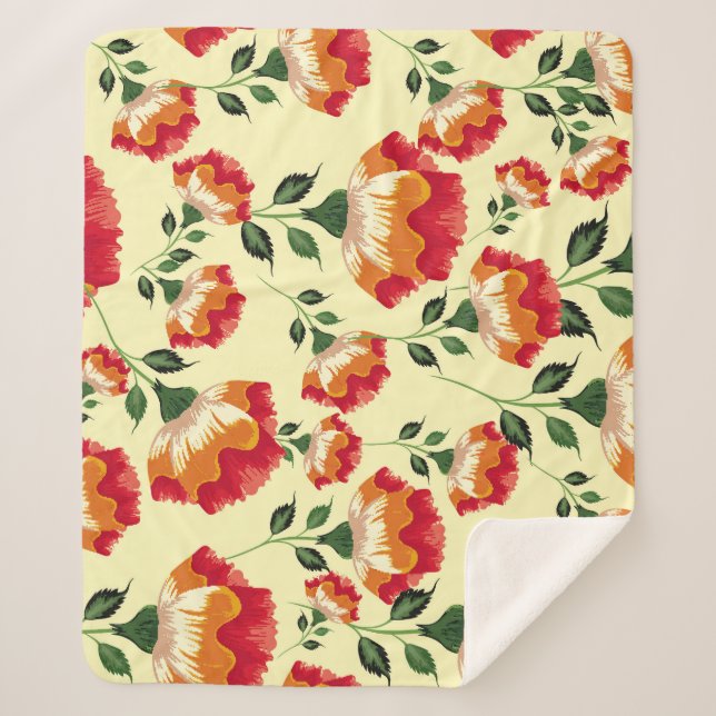 Nahtloses Muster, bunte Blume. Sherpadecke (Vorderseite)