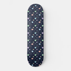 Nahtloses Muster der Planeten des Sonnensystems Skateboard