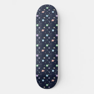 Nahtloses Muster der Planeten des Sonnensystems Skateboard
