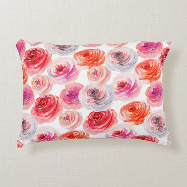 Nahtloses Muster der Wasserfarbe rot, weiß und bla Dekokissen (Vorderseite)