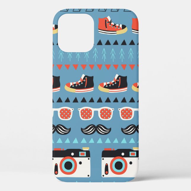 Nahtloses Muster des Retro-Hipsters Case-Mate iPhone Hülle (Rückseite)