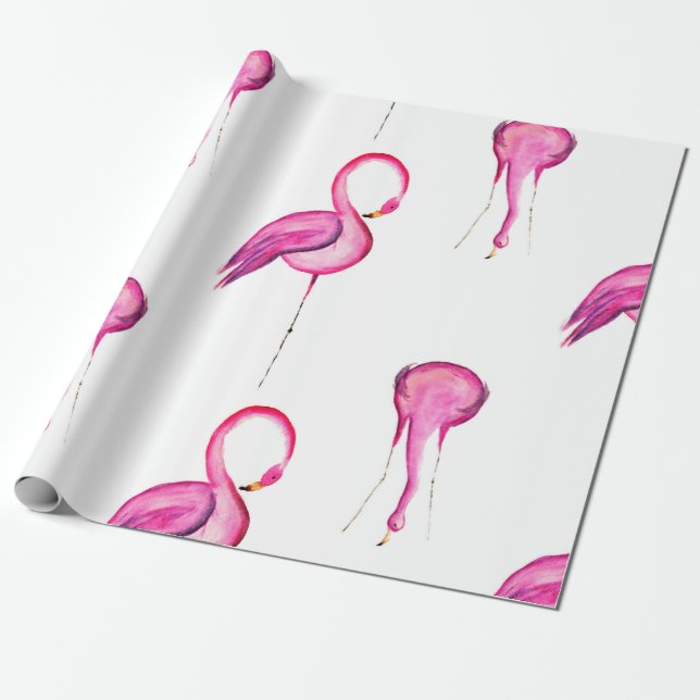 Nahtloses Muster des rosa Aquarellflamingos Geschenkpapier (Ungerollt)