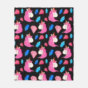 Nahtloses Muster eines magischen Einhorns mit Mult Fleecedecke