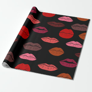 Nahtloses Muster farbenfrohe Lippen Geschenkpapier