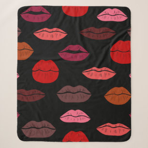 Nahtloses Muster farbenfrohe Lippen Sherpadecke