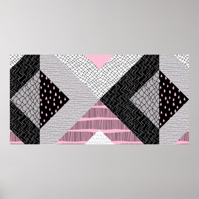 Nahtloses Muster, Fliesen aus Fliesen. Freehand Poster (Vorne)