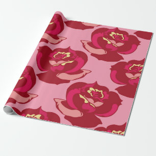 Nahtloses Muster goldene burgunderrote Rosen vinta Geschenkpapier