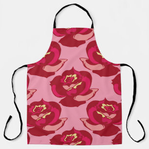 Nahtloses Muster goldene burgunderrote Rosen vinta Schürze