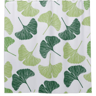 Nahtloses Muster Green Ginkgo Biloba  Duschvorhang